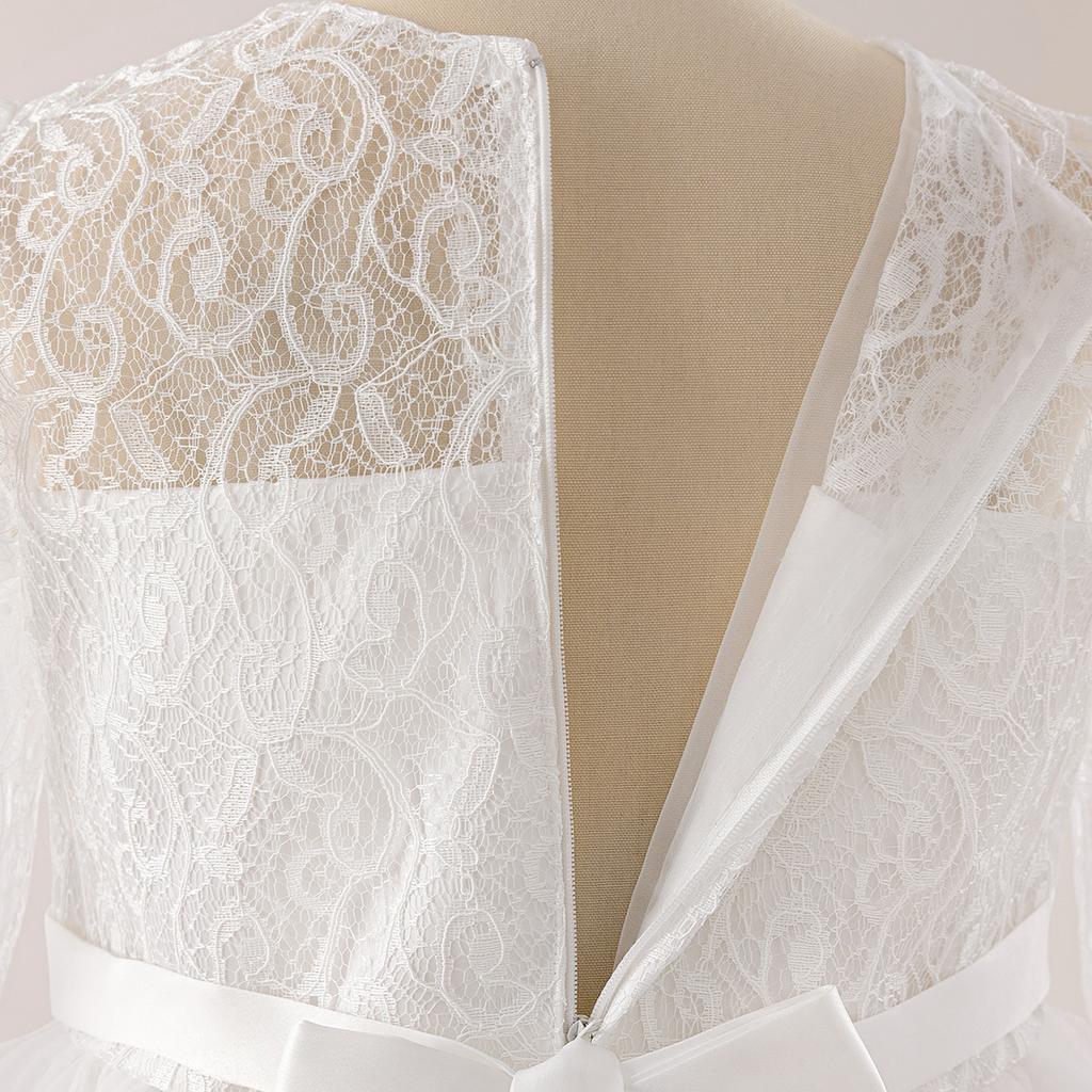 Flower Girl Princess Dress For Weddings Summer Kid Formal Bow Long Gown For School Evening Party Children New Year Cloth D0033S