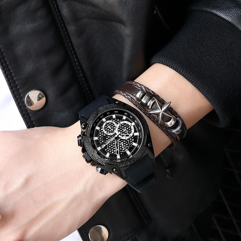Megir Men Sport Watch Relogio Masculino Blue Silicone Strap Mens Watches Top Brand Luxury Luminous Waterproof Quartz Watch Man