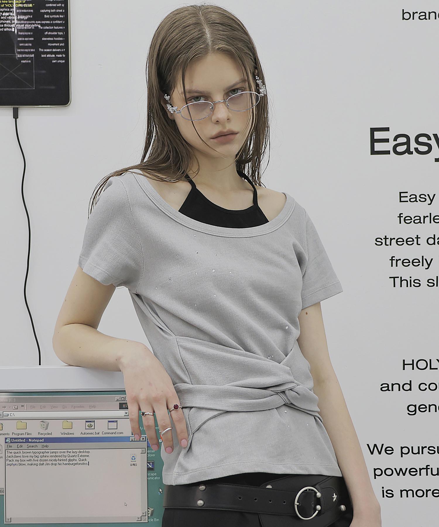 Holy Number Seven Cubic Crop Women S T-Shirt_Light Gray White/Free