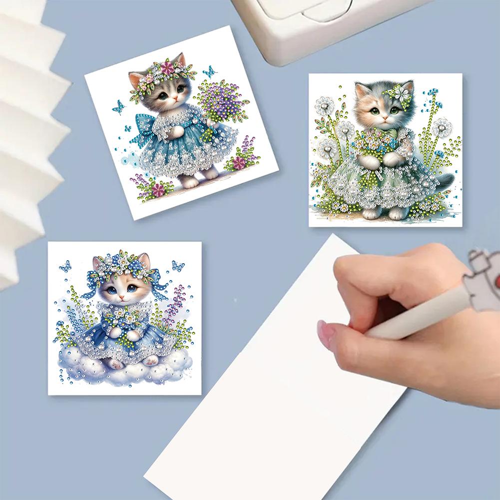 6pcs Diamond Painting Gift Card DIY 5D Rhinestone Embroidery Arts Cards Kits Handmade Arts Crafts for Birthday Thanksgiving Day