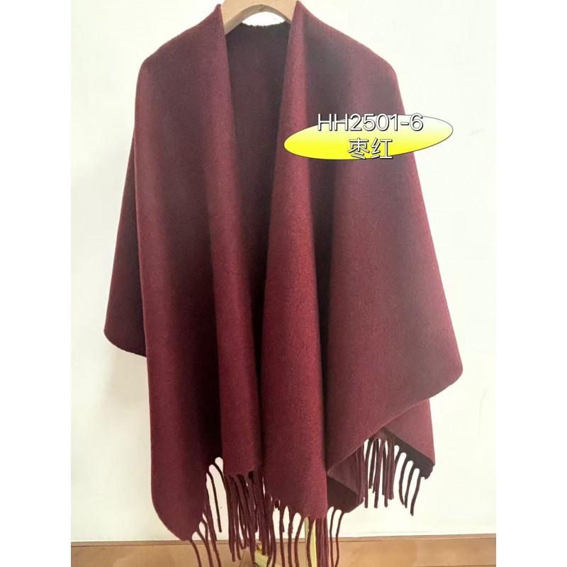 Womens Cashmere Blend Fringed Shawl Wrap Winter Warm Cape Coat Boho Chic