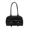 Fashion Women Patent Leather Tote Shoulder Bag Retro Style Satchel Purse with Buckle Pockets for Casual Daily Commute Streetwear