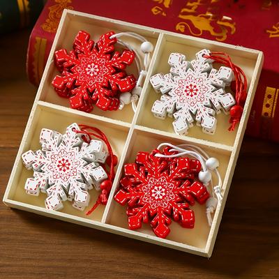 12 Weihnachts-Schneeflocken-Ornamente, Weihnachts-Hausdekoration, Weihnachtsbaum-Feiertagspartys, Hängende Dekorationen, Weihnachtsfeier-Themenszenen