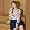 COOLHUT Women's V-Neck Polka Dot Knit Long Sleeve Cardigan Top