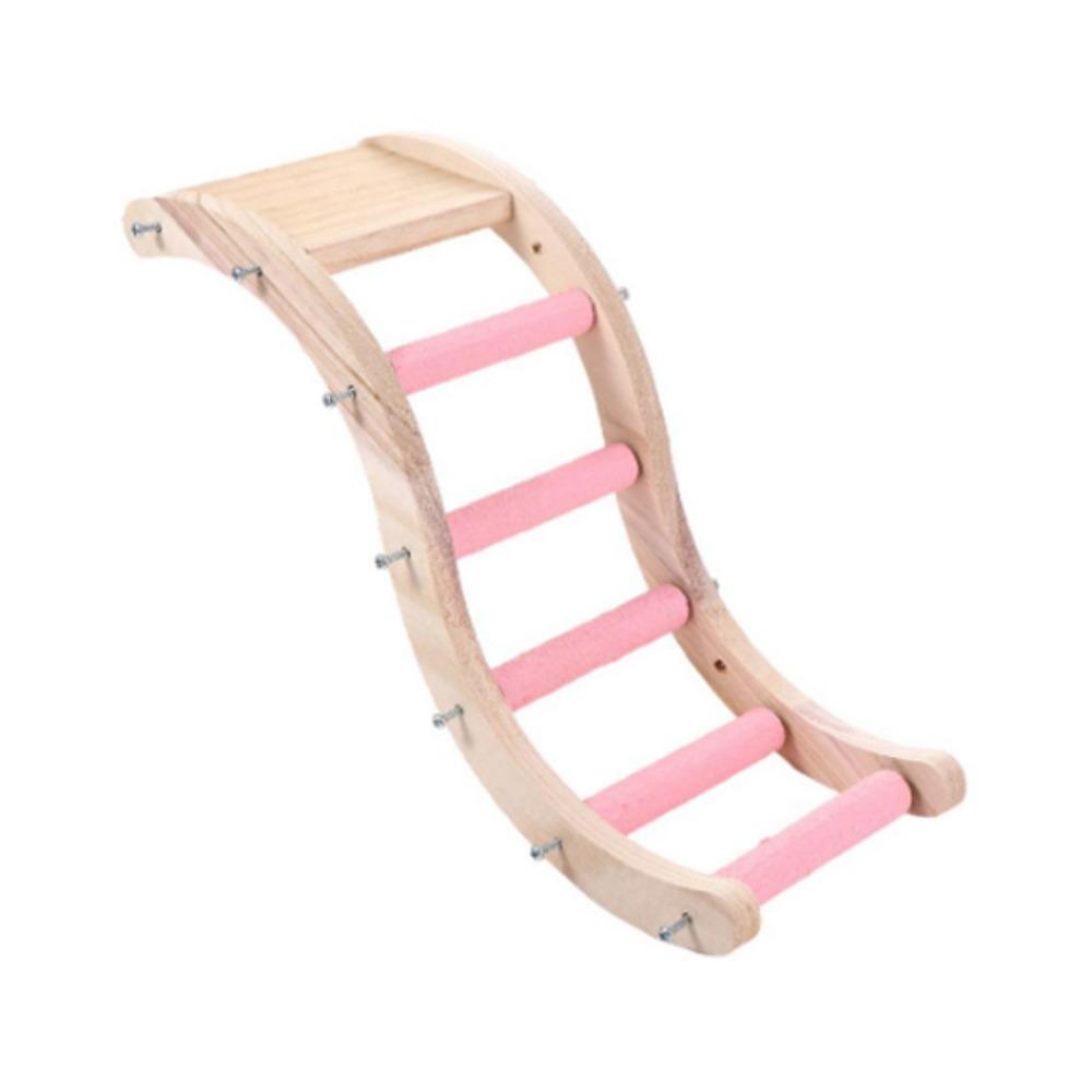 

Play Platform Cage Accessories Natural Climbing Bridge Parrot Chewing Toy Perch Stand Bird Ladder розовый