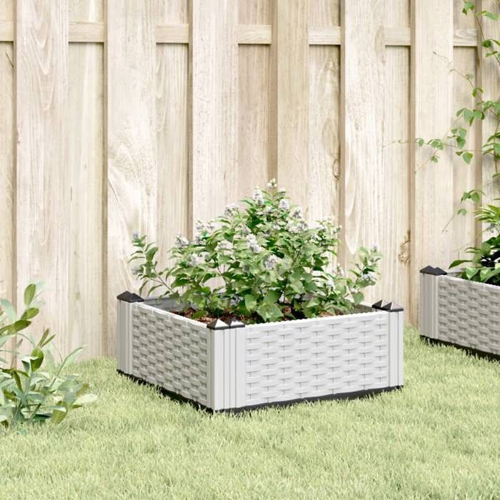 VidaXL Planter with Pickets White 42.5x42.5x28.5 Cm PP, Flower Box, Planter Stand, Flower Stand, Container 368005