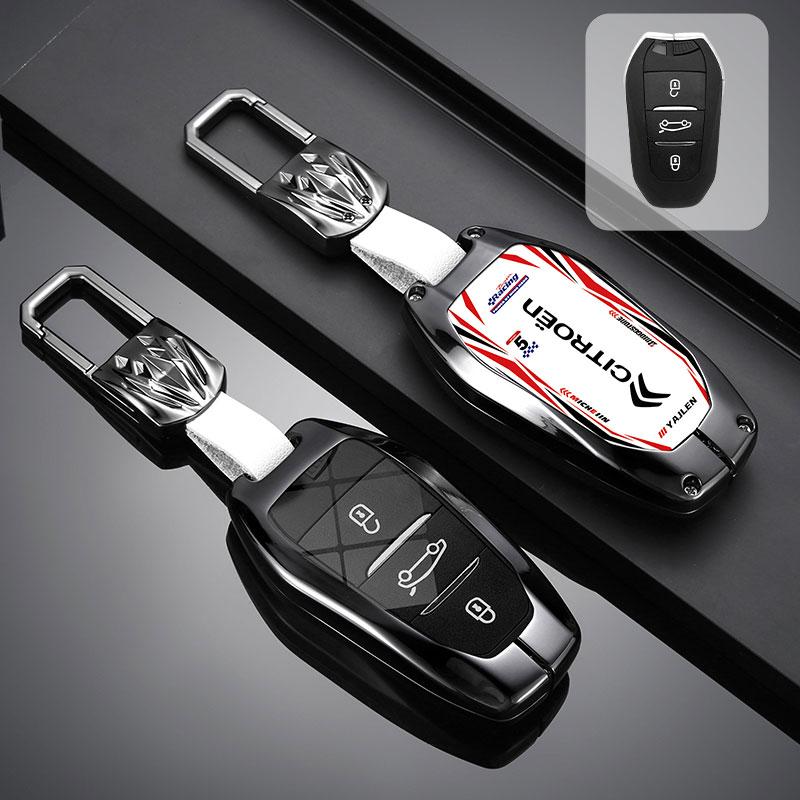 New Zinc Alloy Leather Car Remote Key Case Cover Key Protector For Citroen C1 C2 C4 C6 C3-XR Picasso Grand DS3 DS5 Accessories