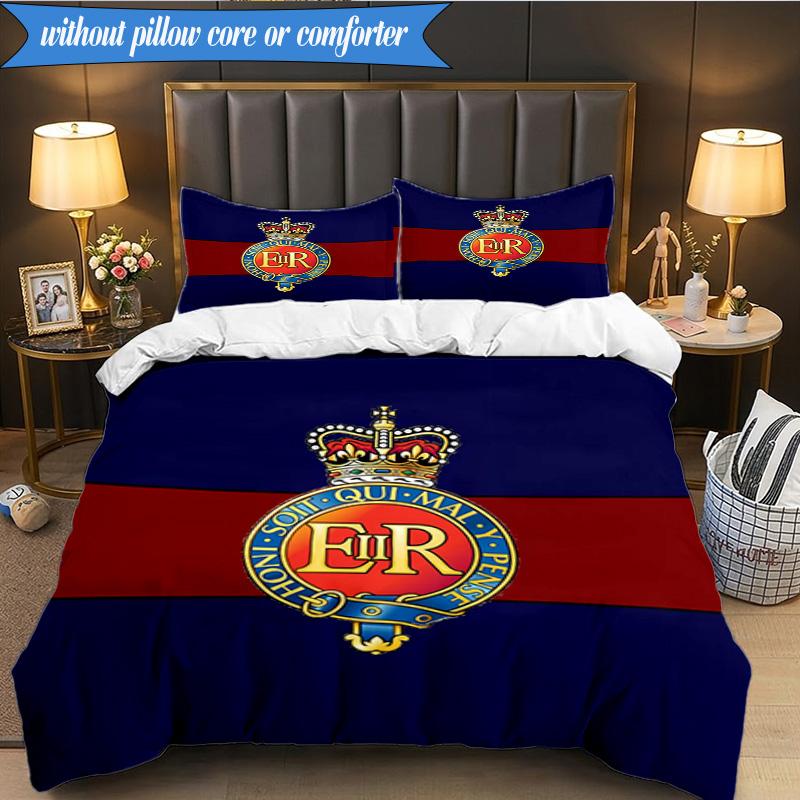 3PCS Royal Engineers Crest Emblem Bedding Set 2D Printing (Includes 1 Duvet Cover + 2 Pillowcases Coreless), Bedroom decor,Fan Gift