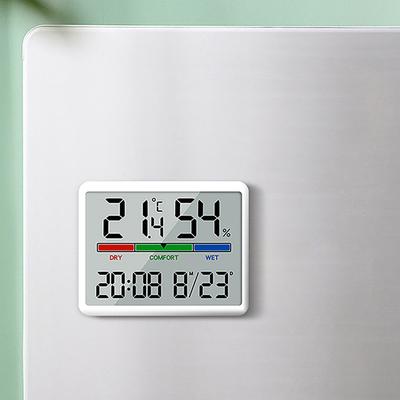 Temperaturluftfuktighetsmätare Multifunktionsmagnetisk design Elektronisk väckarklocka med stor skärm Digital termometermätare