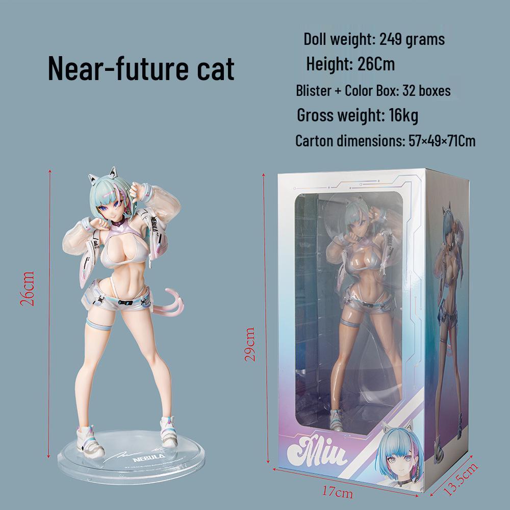 Статуэтка Kusukineko Future Cat 2D Девушка - Модный Настольный Орнамент