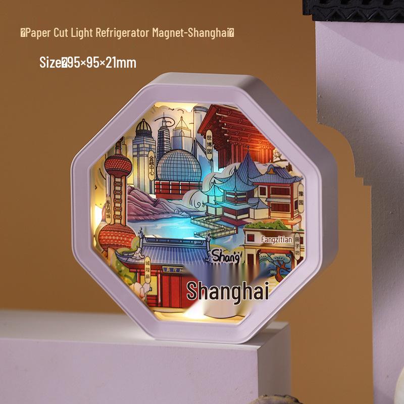 Guochao Paper Sculpture Fridge Magnet Souvenirs for Tourist Attractions