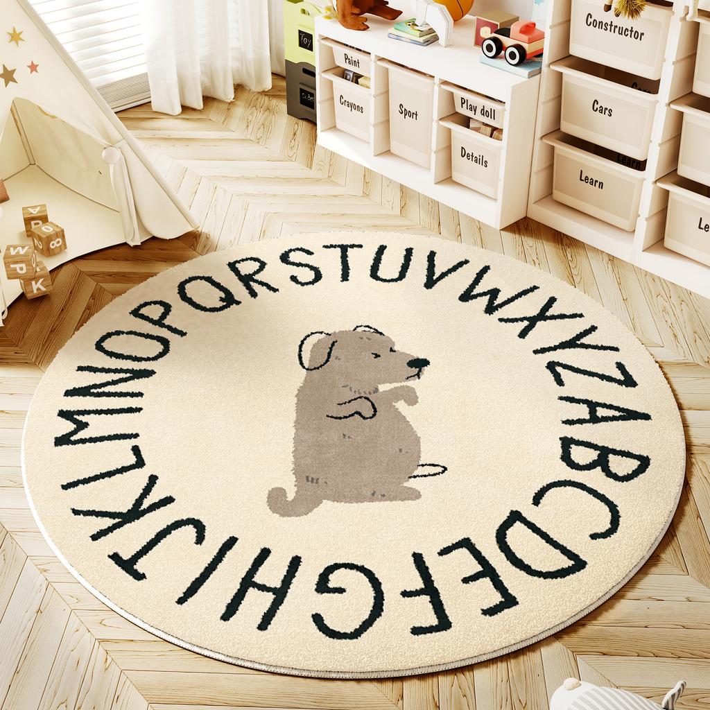 Cartoon Style Bedroom Decor Round Carpet Animal Patterns Carpets for Living Room Fluffy Soft Children Floor Mat Thick Plush Rug