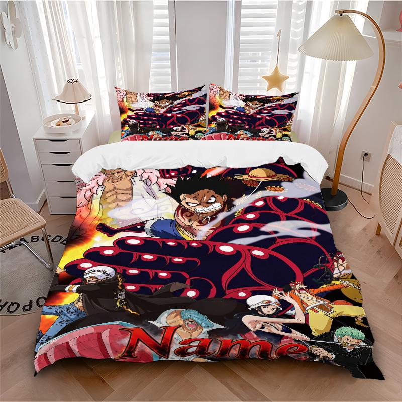 Individuelle O-One Piece Bettwäsche 3-teiliges Set HD-Druck Bettbezug Kissenbezüge für Teenager Erwachsene Schlafzimmerdekoration Weihnachtsgeschenk