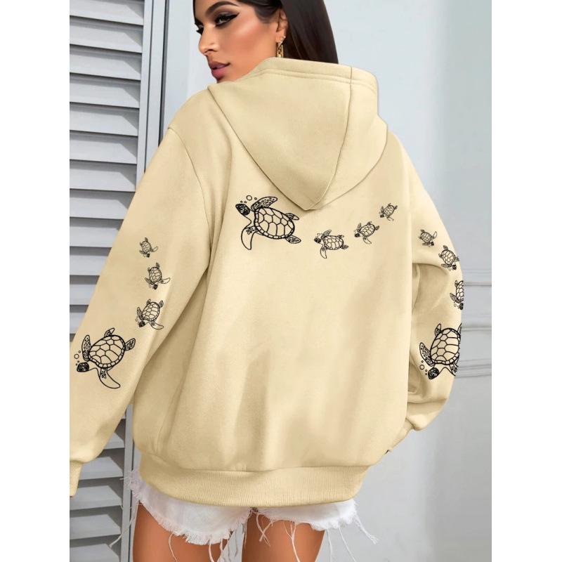 Unisex European Style Sea Turtle Hoodie – Versatile, Funny Sweatshirt for Spring & Autumn