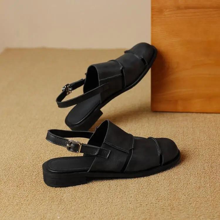 Fashion Classic Women Flats Sandals Designer Elegant Buckle Loafers Shoes Summer Slingback New Shoes Woman 2025 Trend Fad Zapatos Lady