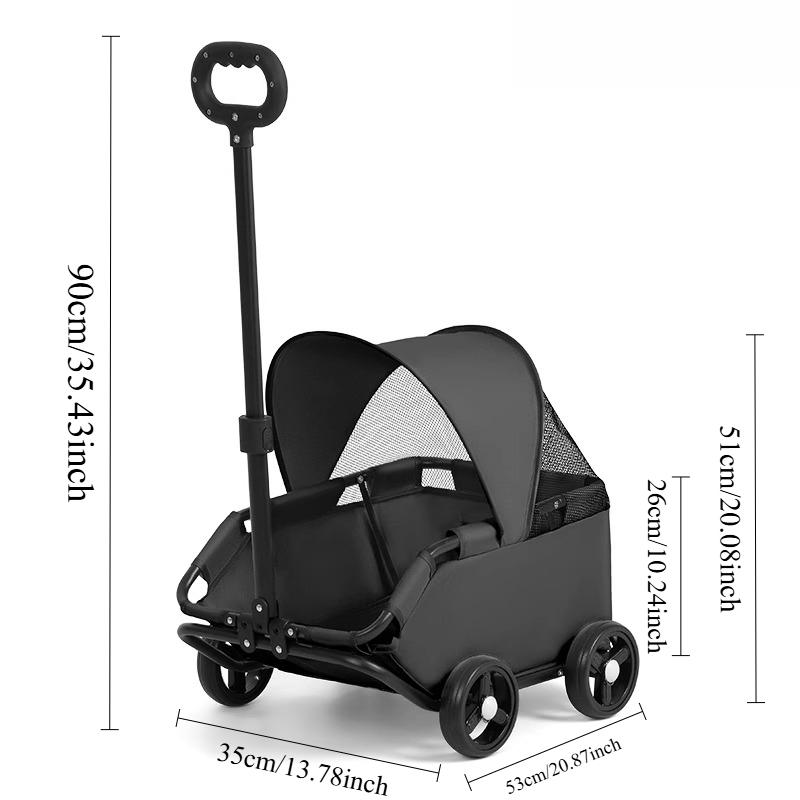 Outdoor Dog Cat Walking Cart Wheels Lightweight Foldable Camping Teddy Stroller Small Cute Sunshade Dog Stroller Pet Supplies