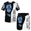 T Shirt & Shorts Sets 2piece Suit for Mens Animal Pattern Print Short Sleeve Tracksuit Leisure 3D Polyester Man's Set