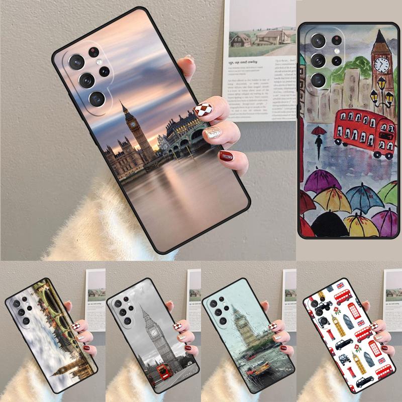 London Red Bus Big Ben print Silicone Phone Case For Samsung Galaxy note 10 pro S26 S25 S24 S23 S22 S21 Plus S25Ultra Capa Cover