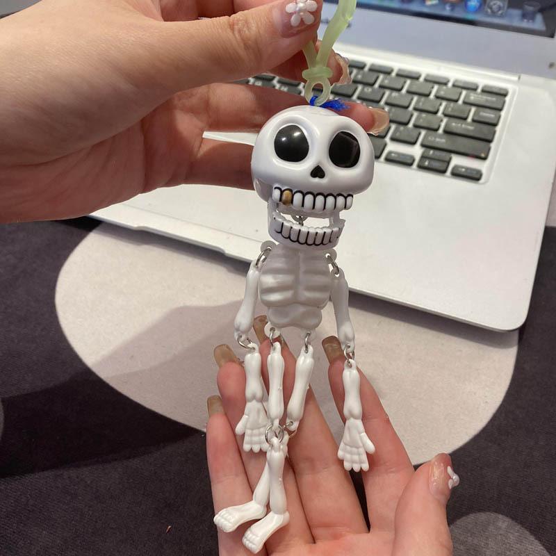 Halloween Spökligt Skelett Hänge Dragsko Leksak Nyckelring För Kvinnor Män Tillbehör Gåva