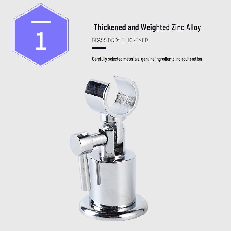 Adjustable No-Drill Zinc Alloy Electroplated Shower Head Holder with Round Base and Spray Gun Attachment