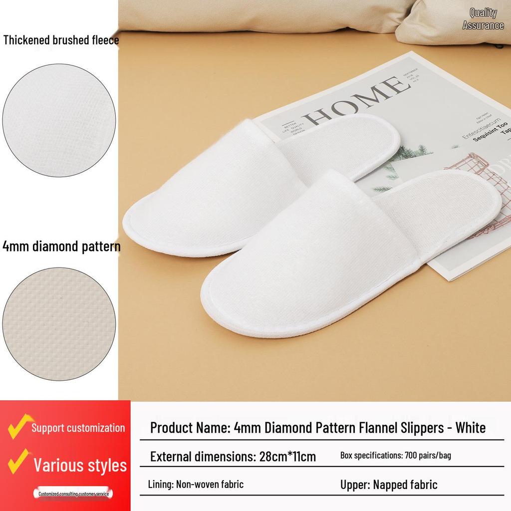 Luxusní pratelné protiskluzové pantofle z perlové bavlny pro hotelové a domácí hosty