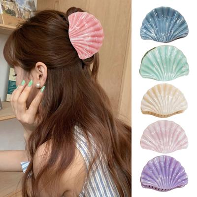 Hair Clip for Thick Strong Grip Claw, Pearlescent Gradient Shell Design Clip, Shiny Lightweight Portable Accessories Daily Wear Beach Vacation Gentle