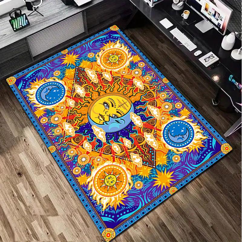 1Pc Sun and Moon Print Rug - Home Decoration Carpet For Living Room Bedroom Flooring Computer Chair Area Rug