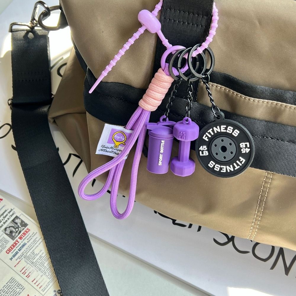 Hand-Woven Gym Lover Key chain Mini Dumbbell Nylon Rope Pendant Fitness Keychain Small Gifts