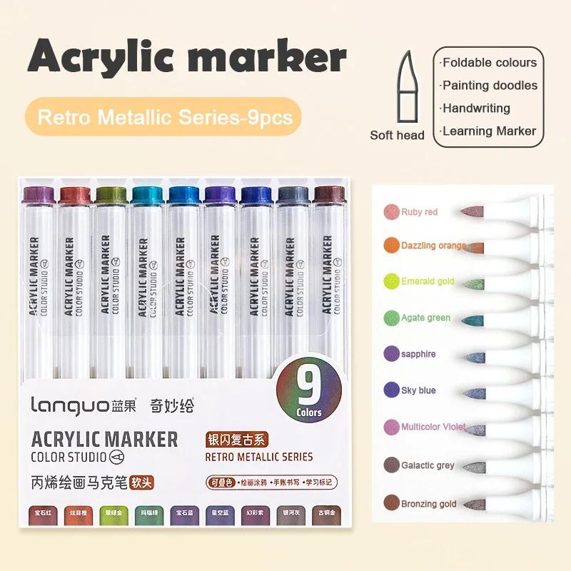 Acrylic Paint Marker Set Languo 144 Colors Art Markers Painting Drawing Pen Graffiti for Stone Disc Card Shoe Glass Art Supplies
