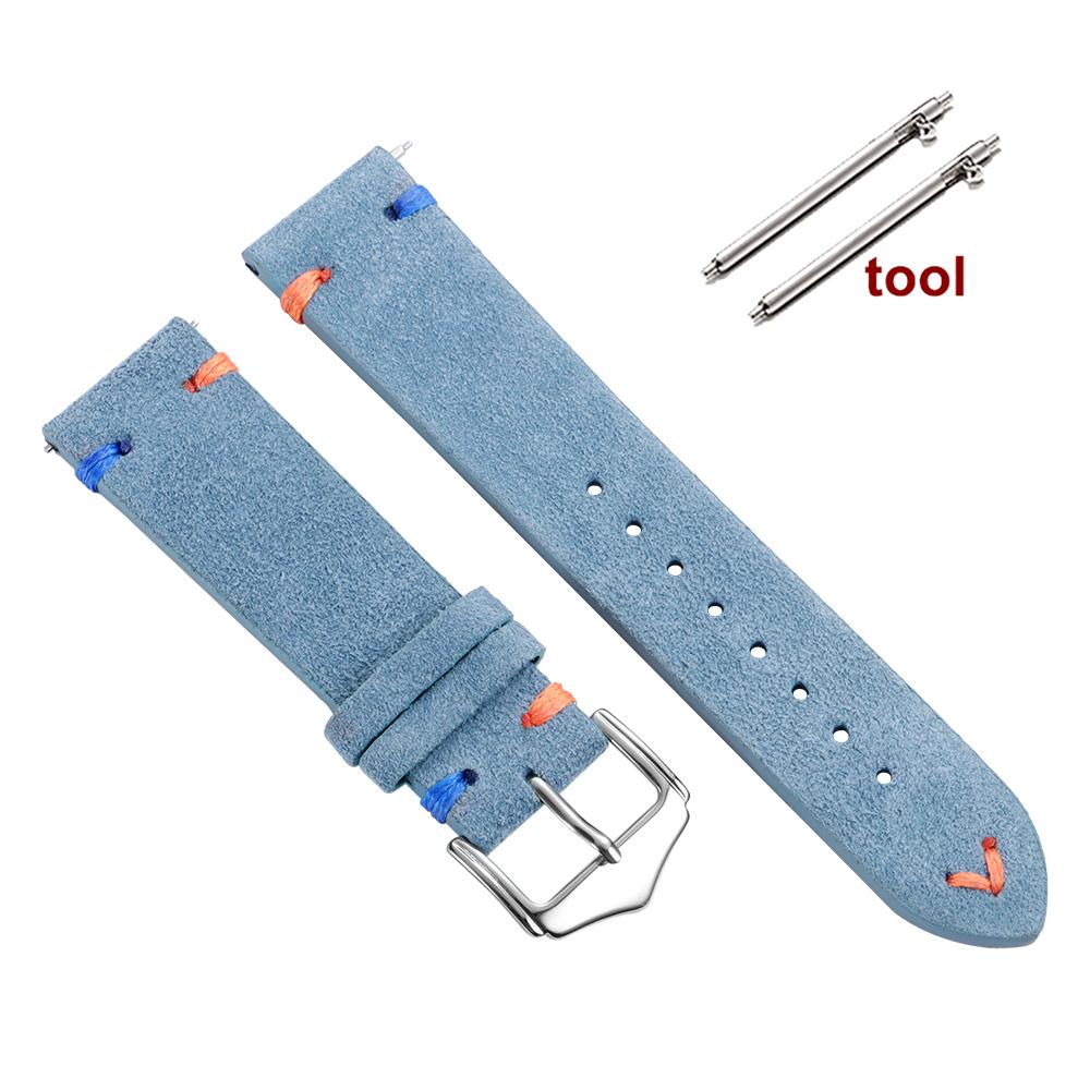 Soft Suede Watch Strap 22mm 18mm 20mm for Omega for Rolex Quick Release Calfskin Bracelet for Women Men Wristband Hand Sewn Band