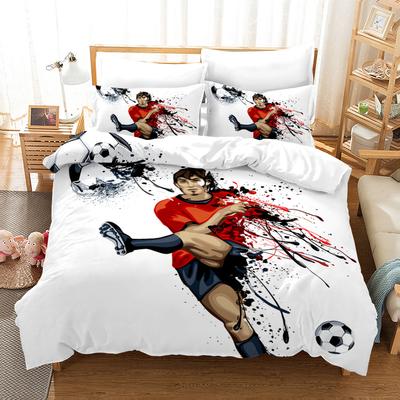 Soccer Duvet Cover Set Football Yin And Yang Pattern Cool Colour Polyester Comforter Cover King Queen Size For Football Player