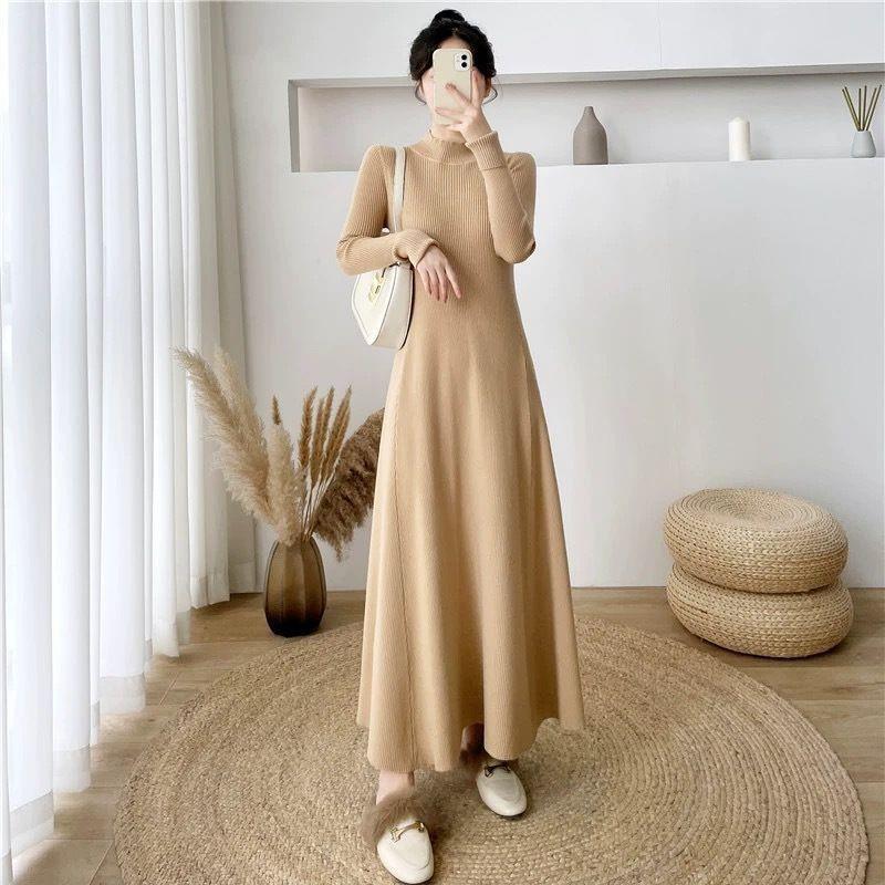 2024 Spring & Autumn Women's High-End A-Line Knitted Slimming Sweater Dress