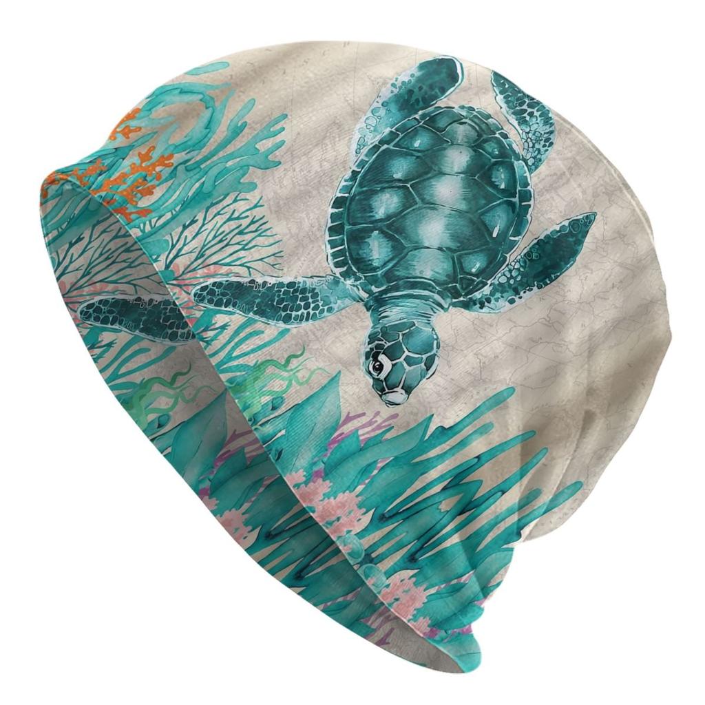 Custom Ocean Sea Turtle Bonnet Hat Knitted Hat Unisex Women Fashion Unisex Adult Winter Warm Skullies Beanies Caps