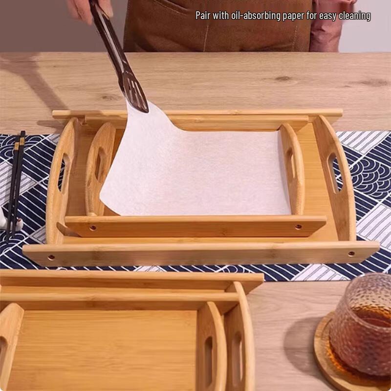 SPSR Farmhouse Style Bamboo Wood Serving Tray