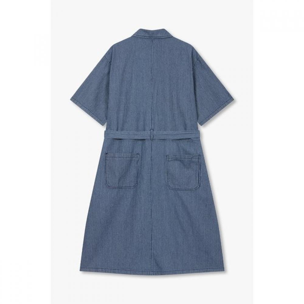 STUDIO TOMBOY Pinstripe Denim Belted Dress 9176341987ct