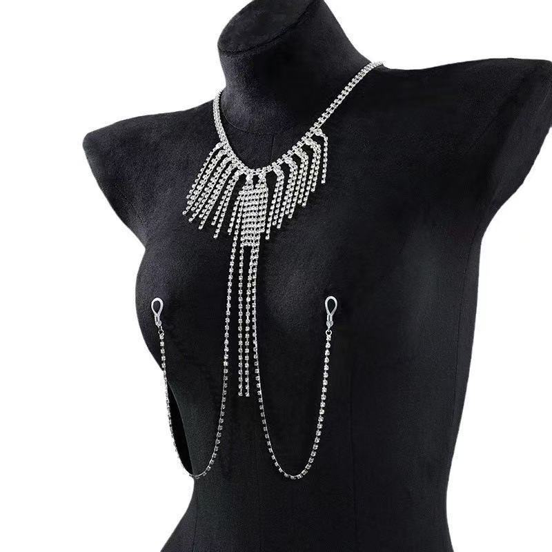 Sex Accessories Rhinestones Hanging Chest Sex Adult Toys Sexy Nightclub Spice Girls Tassel Pendant Creampie Accessories