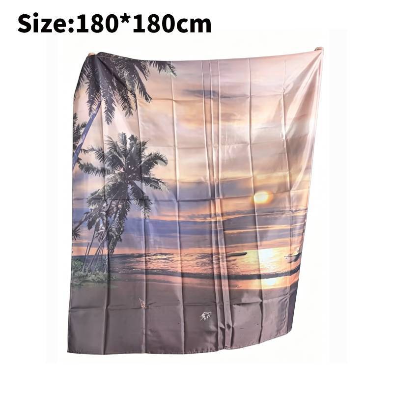 Beach Scene Shower Curtain Polyester Fabric Waterproof For Bathroom Decoration