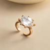 Shiny Candy Color Statement Ring Stackable Finger Ring Gift Oval Shape Rhinestone Ring  Daily Wear