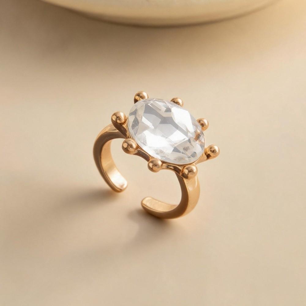 Shiny Candy Color Statement Ring Stackable Finger Ring Gift Oval Shape Rhinestone Ring Daily Wear