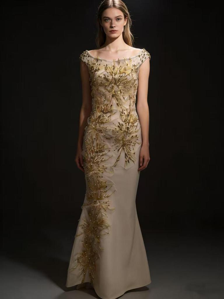 European Slim-Fit Sequin Rhinestone Bandage Mermaid Evening Gown