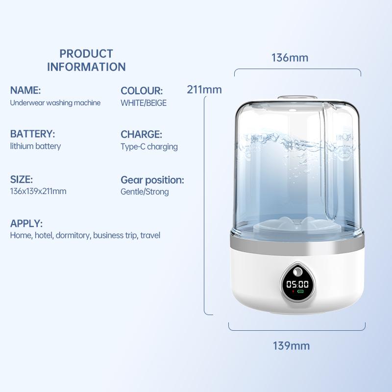 Portable Mini Washing Machine Underwear Washing Machine Blue Light Health Wash Rechargeable Compact Laundry Tool