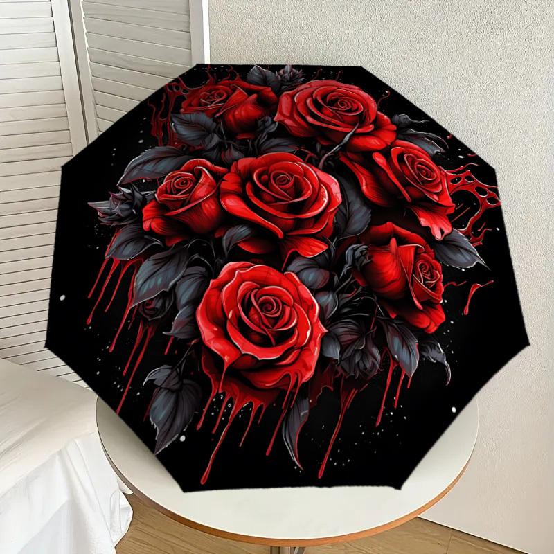 

1pc Gothic Roses Automatic Folding Umbrella, Heavy-Duty 8-Rib Construction, Perfect for Everyday yy251114167