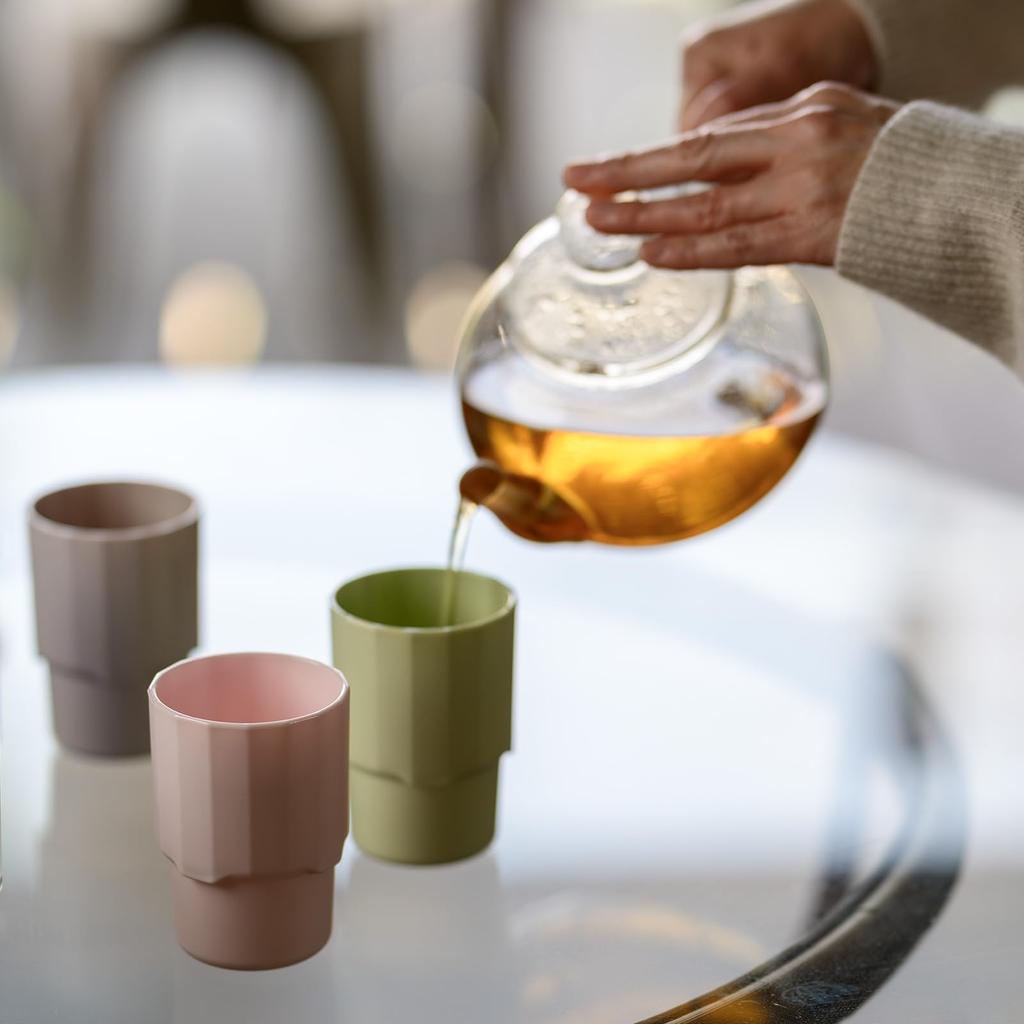 FIOLLU Plastic Cup, 250ml, Made In Japan, Lightweight, Food-Grade PP, BPA-Free, Microwave and Dishwasher Safe, Shatter-Resistant, Textured,