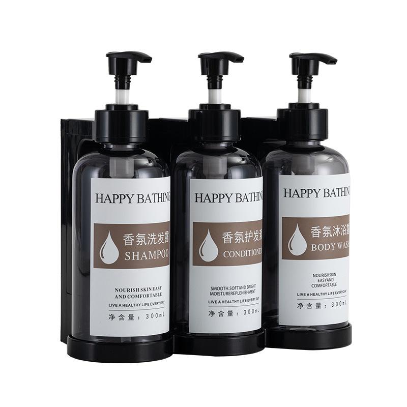 Wall Mounted Manual Soap Dispensers Hotel Shampoo and Shower Gel Separate Bottles Bathroom Shampoo Bottles with Pumps Drill