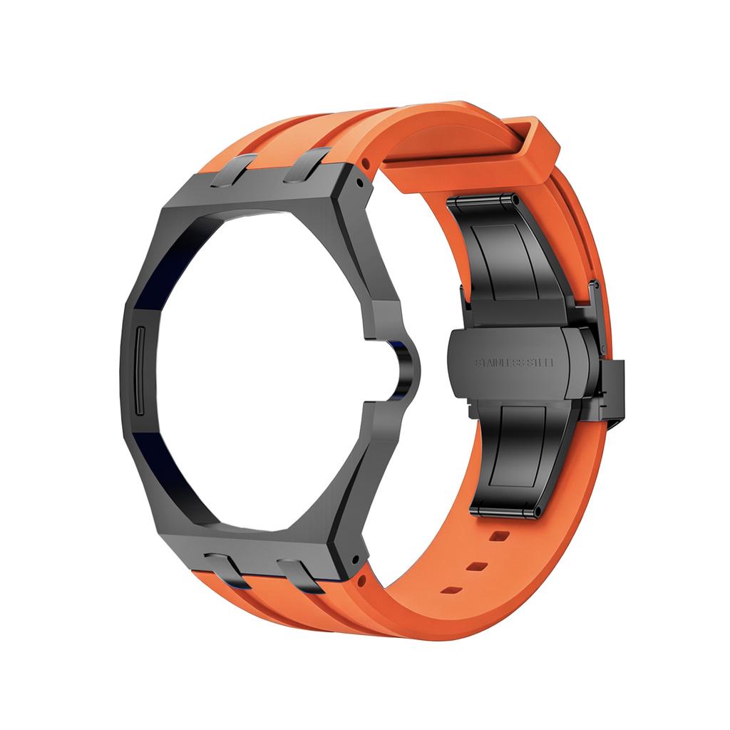 For Swatch X Royal Pop Stainless Steel Watch Case Wear Resist Silicone Sport Replacement Band for Sport Activities Daily Commute