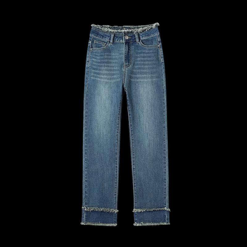 Izzueit Women's High-Waist Straight-Leg Jeans