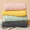 Solid Color Coarse Knitted Blanket Nordic Style Diamond Grid Woven Bed Flag with Tassels Large Size Sofa Blanket Soft Comfortable Bed Tail Blankets