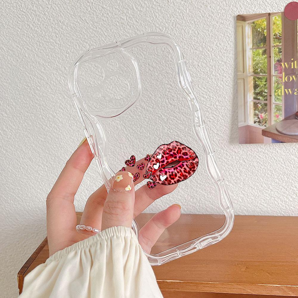 

LZ21 Lips kiss design art Прозрачные мягкие волнистые чехлы для телефонов Xiaomi 11 Lite Redmi Note 13 12 8 Pro 9 12C A3 Infinix Smart 8 Tecno Защитная задняя крышка Tecno Camon 30 Premier