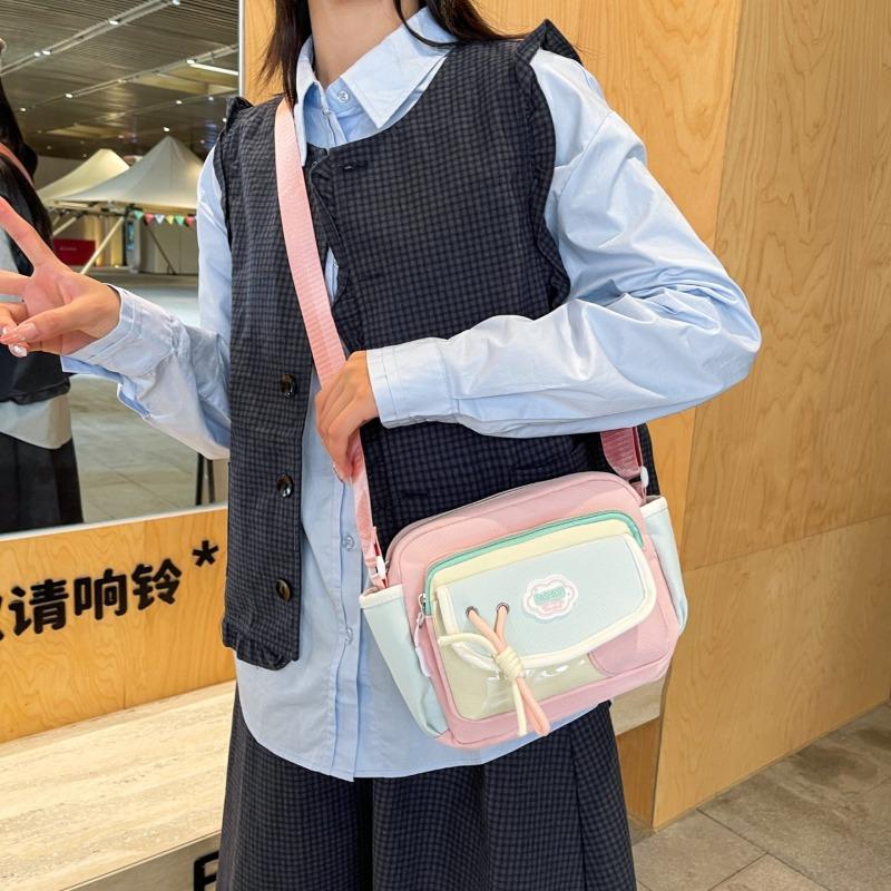 New Messenger Bag Women's Bag Simple Bow Small Square Bag Casual Going Out Mobile Phone Bag Water Cup Bag Tide