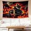 1PC Gothic Motorcycle Rider Tapestry  Flame Background Wall Hanging Dark Gothic Decor for Living Room Bedroom  Bar